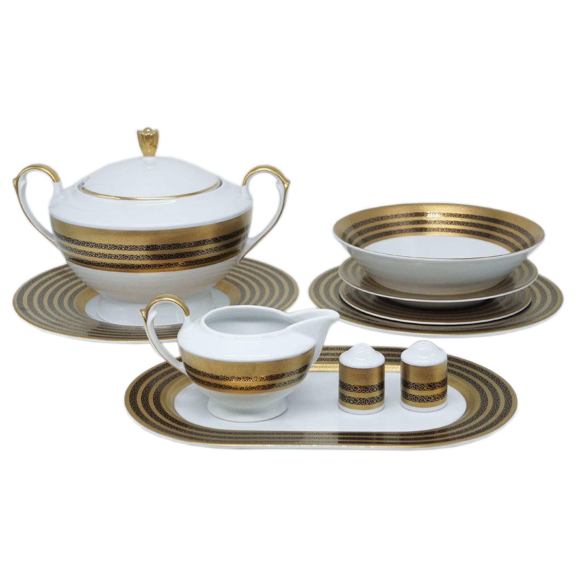 Selina-Marco Polo black gold Сервиз столовый 6 персон 26 предметов