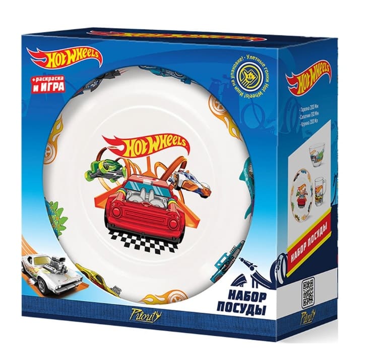 Hot Wheels Набор посуды детский 3 предмета стекло/4