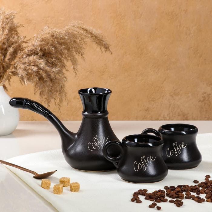Coffee Кофейный набор 3 предмета керамика черный 650/250 мл