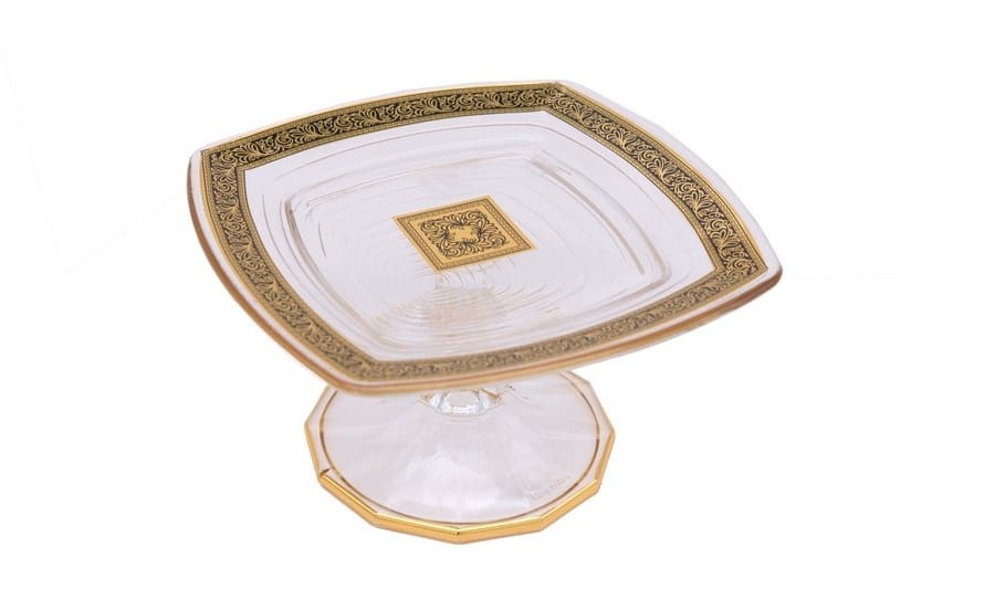 Блюдо на ножке 17*17 см Lilit Golden Black D 31-5B0P