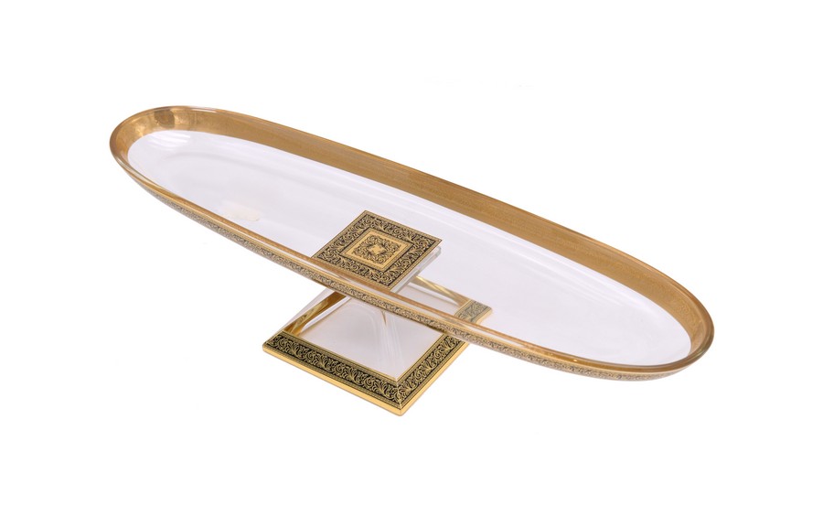 Lilit Golden Black Decor Блюдо овальное на ножке 30*10 см