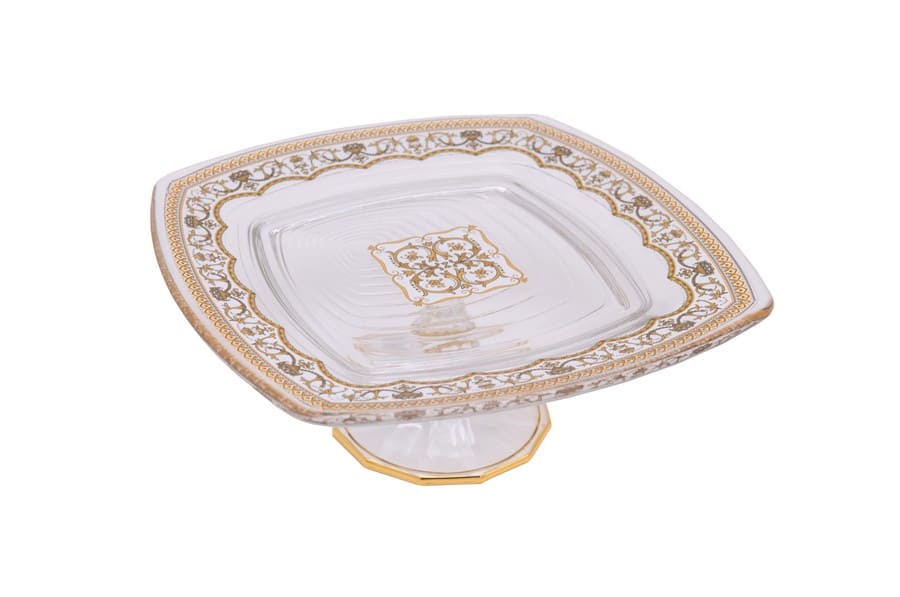 Блюдо на ножке 25,5*25,5 см Flora's Empire Golden White L 21-5B0J/L