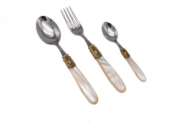 Набор столовых приборов 6 п 18 пр Victoria Oro Antic+Accia Champagne Perlato Gold+Steel