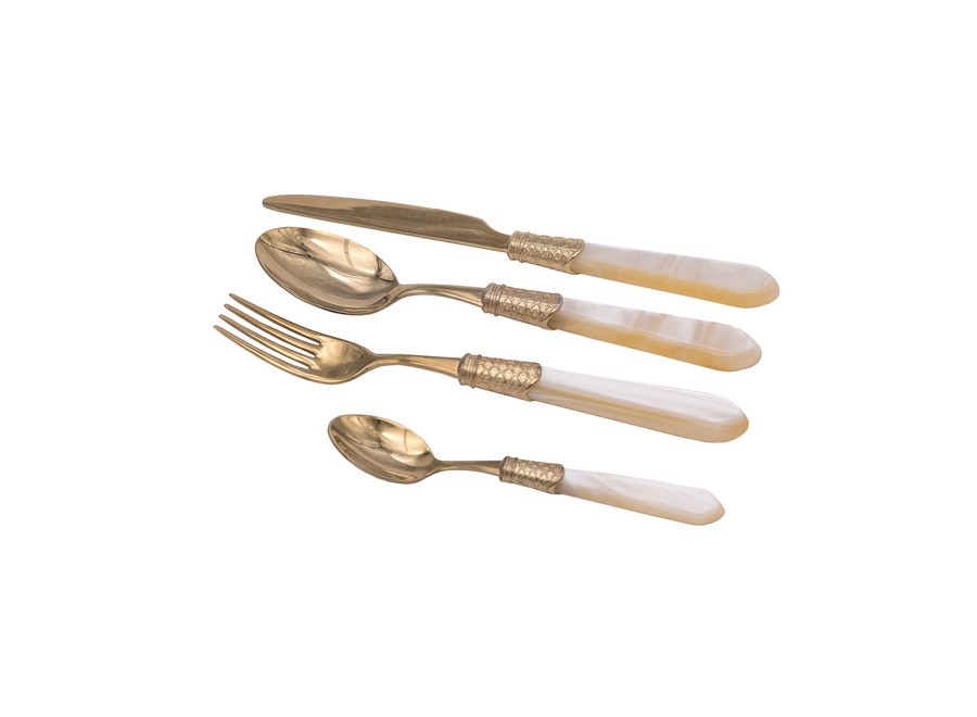 Набор столовых приборов 6 п 24 пр Damasco Gold+Gold Champagne Pearl/1