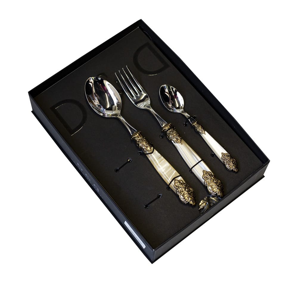 Набор столовых приборов 6 персон 18 пр Версаль Luxury Antique Gold+Steel Champagne Pearl Color/1