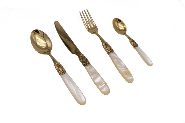 Набор столовых приборов 6 п 24 пр Victoria Giera Oro Antico Oro Champagne Perlato Antiqe Gold+Steel