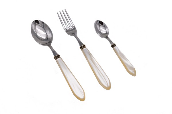 Набор столовых приборов 6 п 18 пр Boston Oro Antic+Acciai Champagne Perlato Gold+Steel