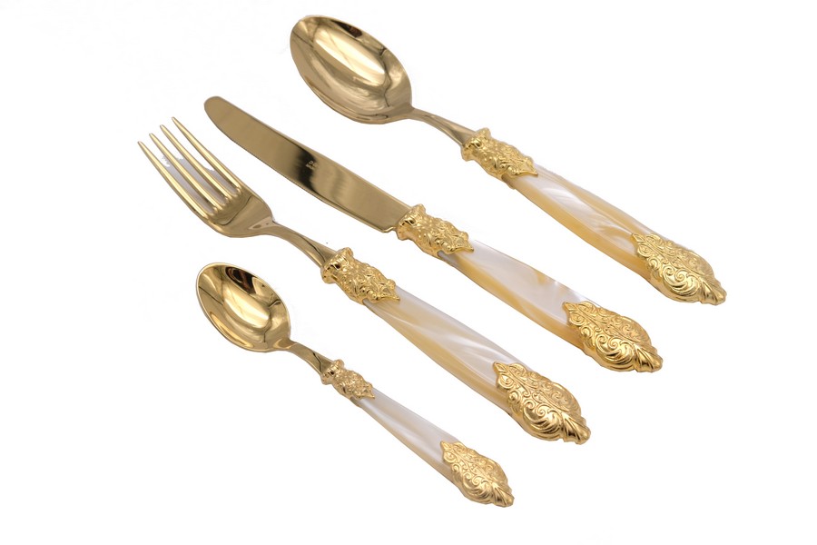 Набор столовых приборов на 6 персон 24 предмета Версаль Luxury Gold+Gold Champagne Pearl Color