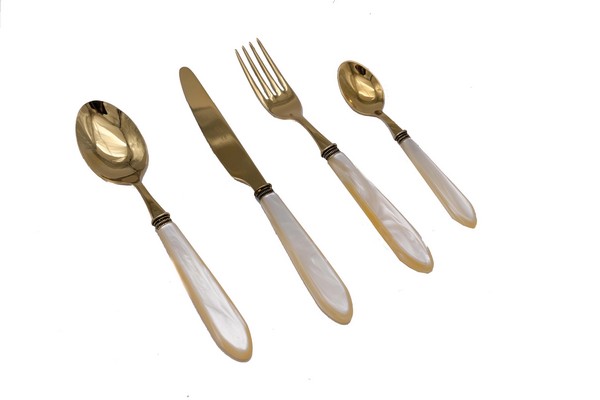Набор столовых приборов 6 п 24 пр Boston Tutto Oro Antica Champagne Perlato Gold+Gold