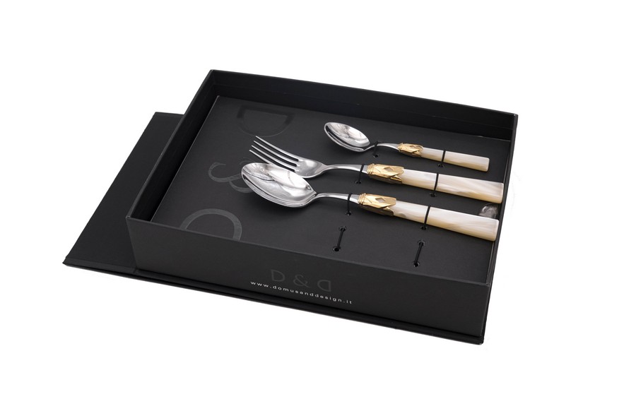Набор столовых приборов 6 п 18 пр Capri Gold+Steel Champagne Pearl/1