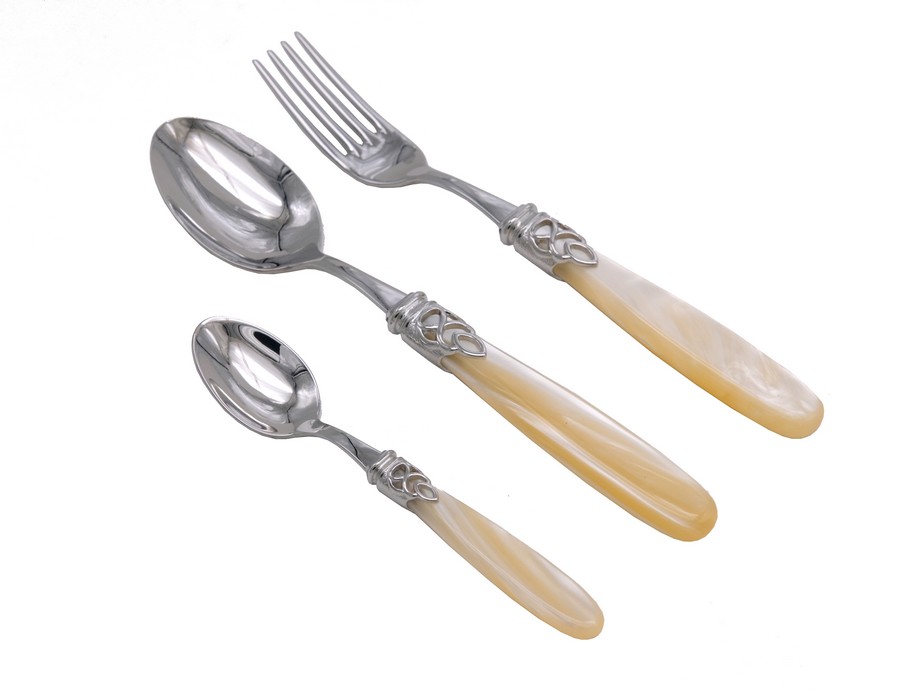 Набор столовых приборов 6 п 18 пр Gioiello Acciaio Lucida Champagne Perlato Steel+Steel