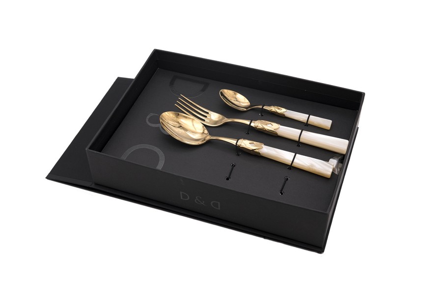 Набор столовых приборов 6 п 18 пр Capri Gold+Gold Champagne Pearl/1