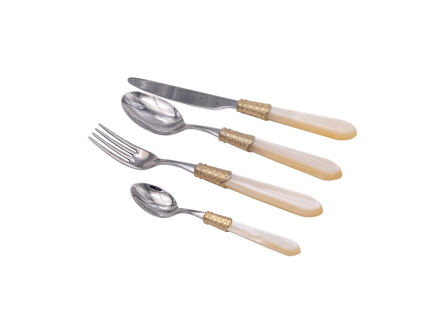 Набор столовых приборов 6 п 24 пр Damasco Gold+Steel Champagne Pearl/1