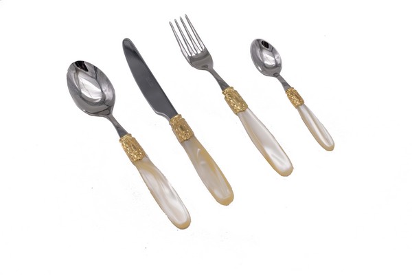 Набор столовых приборов 6 п 24 пр Victoria Giera Oro Champagne Perlato Gold+Steel
