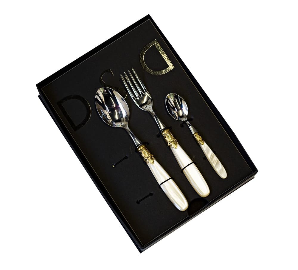 Набор столовых приборов 6 персон 18 пр Ischia Antique Gold+Steel Champagne Pear/1