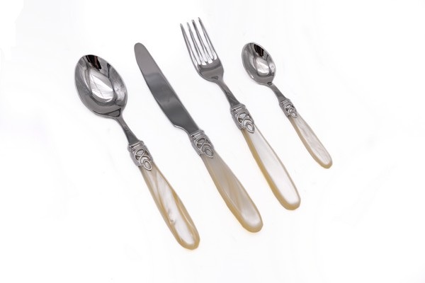 Набор столовых приборов 6 п 24 пр Gioiello Ghiera Lucida Champagne Perlato Steel+Steel