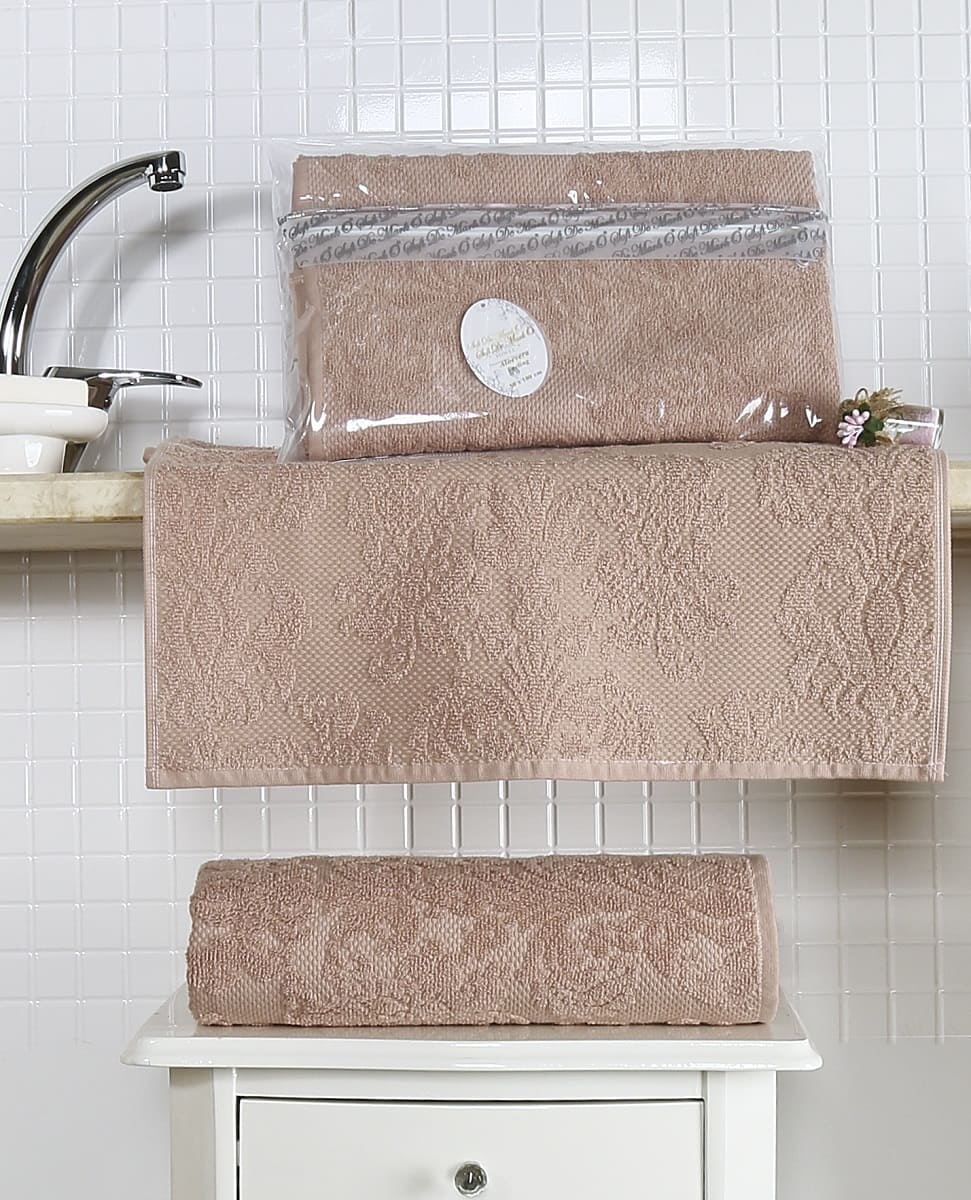 Полотенце 50*100 Almeda жаккард абрикосовый