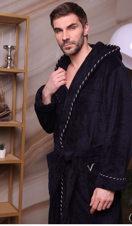 Халат Zevs L/XL мужской бамбук синий