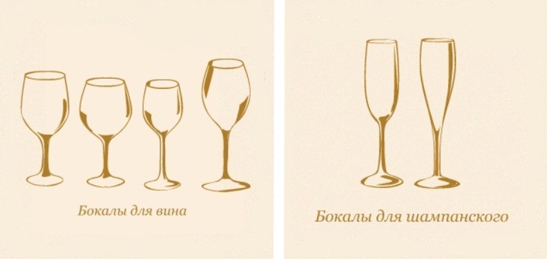 Бокалы для вина и шампанского