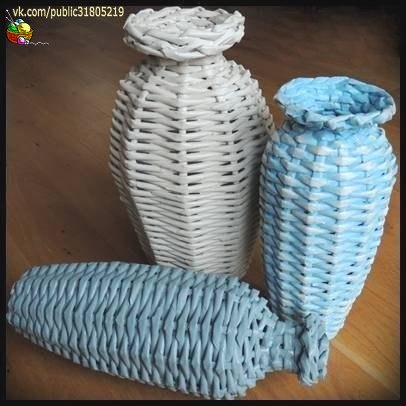 Плетение вазы из газетных трубочек для начинающих с видео и фото