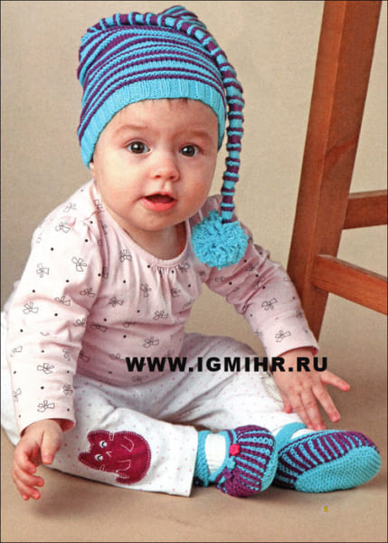 Шапка-колпак спицами для новорожденных со схемами и фото