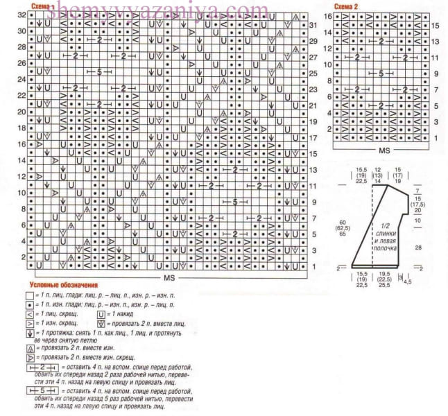 Ажурный рисунок для жилета женского